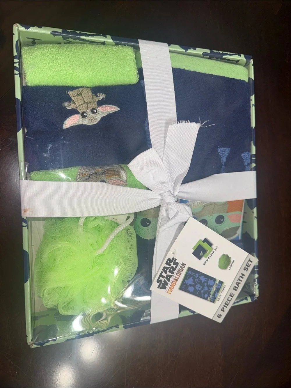 Star Wars The Mandalorian Kids bath Set - Green & Navy Baby Yoda Print